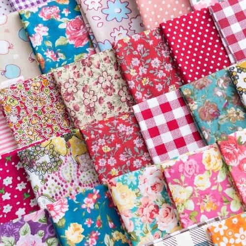 Printed Cotton Fabric Children Patchwork Fabric Floral Quilted Cloth For DIY Handmade Crafts 25*25cm/Pc TJ0537-c