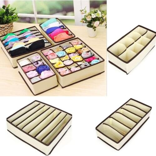 Foldable Underwear Drawer Organizers Dividers Closet Dresser Clothes Storage Organizer Box For Bras Scarves Ties Socks Boxes
