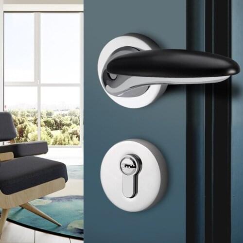 Modern Silent Door Lock Bedroom Handle with Lock Interior Security Door Handle Lock Cylinder Security Mute Door Lock Hardware