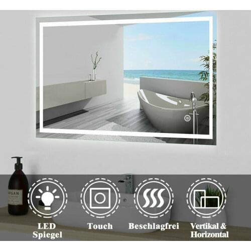 Bathroom LED Light Mirror Anti-fog Touch Wall Mirror Wall-mounted Easy Install Waterproof Anti-blast Mirrors Home Makeup Shaving