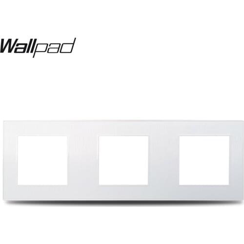Wallpad S6 DIY Triple 3 Way White Panel Brushed PC For Wall Switch Socket Imitating Aluminum Plate Free Combination, 258*86mm