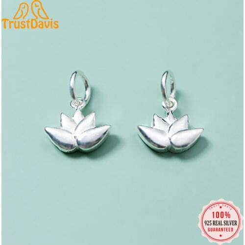 Trustdavis 2021 Fashion Pendant Charm 925 Sterling Silver Sweet Lotus Flower Charms For Bracelet Necklace DIY Accessories DZ282