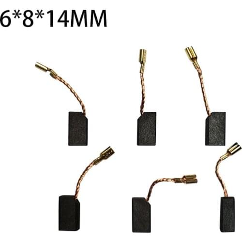 10 Pcs 6*8*14mm Power Tool Carbon Brushes Electric Hammer Angle Grinder Graphite Brush Replacement For Motors Dremel Rotary Tool
