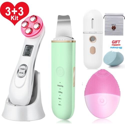 Ultrasonic Skin Scrubber Facial Cleansing Peeling Machine Blackhead Remover Pore Cleaner EMS LED Anti Aging Facial Massager