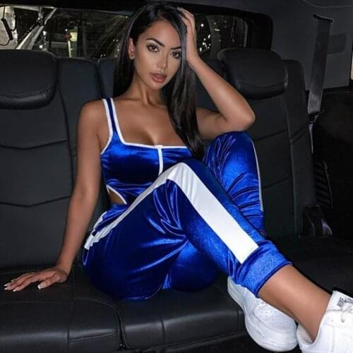 Josiaoprah 2021 velvet rompers sleeveless zipper bodycon sexy jumpsuit summer women fashion streetwear outfits slim outfits