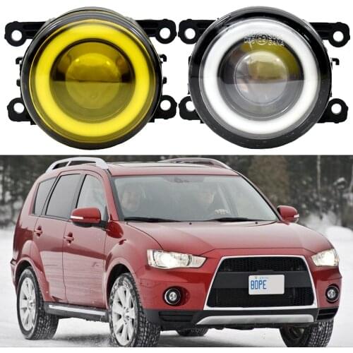 2pcs/pair H11 LED Fog Lamp Assembly Angel eyes Fog Light 90mm For Mitsubishi Outlander XL 2010 2011 For Mitsubishi ASX 2013 2014