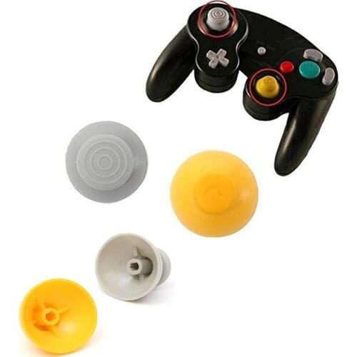 4pcs Replacement Analog Joystick Thumb Stick Cap Yellow Gray Worn Out Analog Cap For NGC Gamecube gamecube GC controller