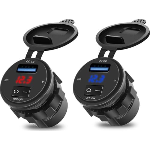Hot 12V-24V USB Car Charger With Led Light Power Adaptor QC3.0 Fast Charger Car Socket Separate Switch For Car Kit