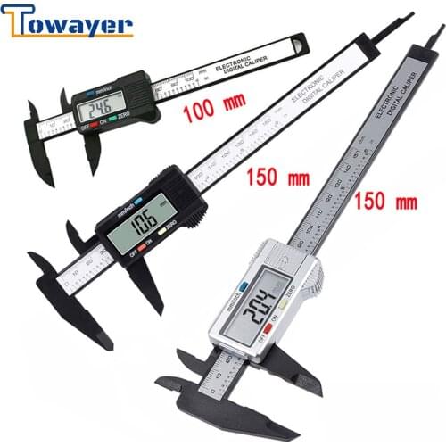 Towayer 0-150mm Caliper Electronic Digital Carbon Fiber Dial Vernier Caliper Gauge Micrometer Measuring Tool Digital Ruler