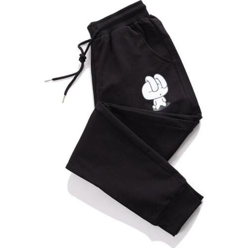 Mom Plus Size Trousers Sport Pants For Women Black Rabbit Printed Drawstring Waist Loose Harem Pant Full Length Female Clothes