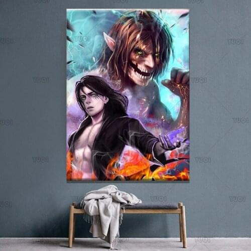 Home Decor Attack On Titan Canvas Painting Alen Pictures Wall Art HD Prints Anime Character Modular Poster Frame For Living Room