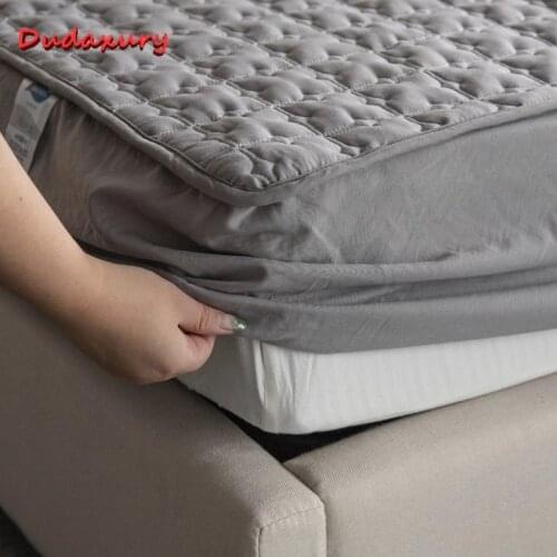 Dudaxury Washable Quilted Mattress Cover Solid Color Queen King Sheet Style Bed Cover Breathable Embossed Sheet Mattress Cover