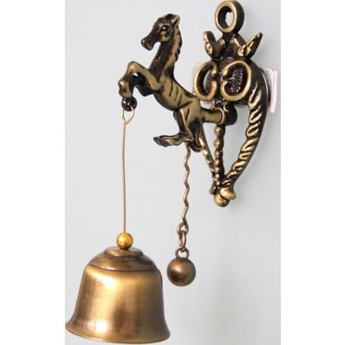 Animal Door Bell Wind Chime Retro Nostalgic Metal Iron Bell Wind Bell Wall Horse Elephant Owl Shape