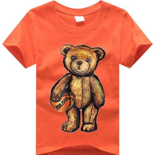 Short Sleeve T-Shirt New 2021 Cartoon Bear Print Kids Tees Boys Girls Cotton Tee Tops for Children Boy Costume Clothes Tshirt