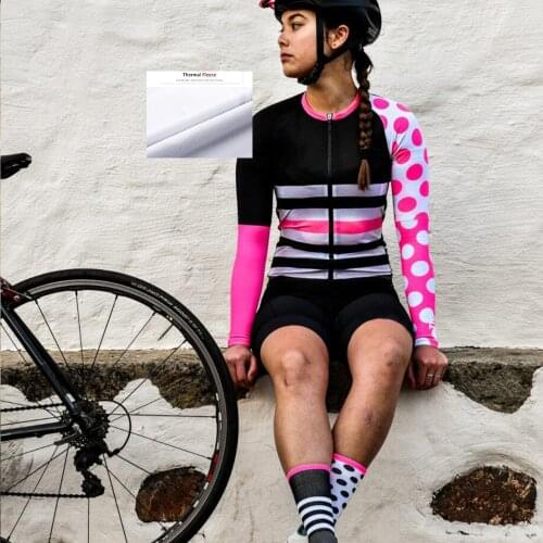 Womens Winter Pro Team Cycling Long Jersey Thermal Fleece Bike Tops Sleeve Comfortable Bicycle Warm Shirts Sportswear Quick Dry
