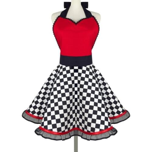 Cotton Black White lattice chiffon lace apron for restaurant kitchen hotel store car wash shop