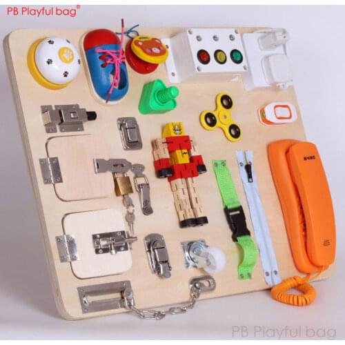 Playful bag Puzzle unlock Toy 21 Games Wooden Board Children Multi function Busy Board Education Toys for Kids Baby Toys AB45