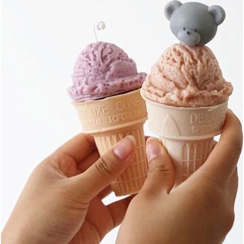 Simulation Ice Cream Candle Mold Crystal Resin Silicone 1PC DIY Making Soap Craft Simulation Food Supplies Wax Art Candle Mold