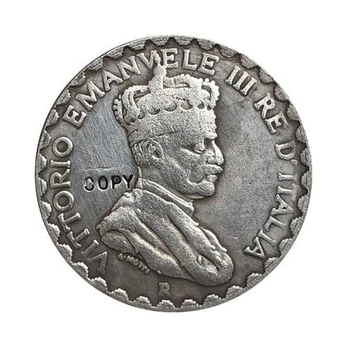 Italian Somaliland 1925 5 Lire coins copy