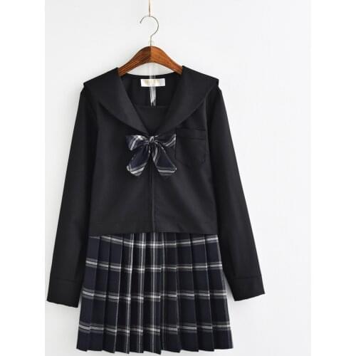 Japanese JK Uniforms School Dresses For Girls Black Sailor Suit Jacket Middle School Uniforms Suits
