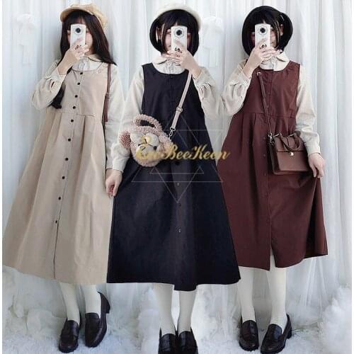 Girls Classical Retro Dress Japanese Anime Cosplay Cute girl Jsk Lolita fairy Dress School Collage Student Knee Skirt With Shirt