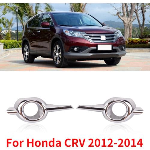 CAPQX 2pcs For Honda CRV CR-V 2012-2014 Chrome Front Bumper Foglight Fog Lamp Cover Trim Shell Foglamp Garnish Frame Hood Cap