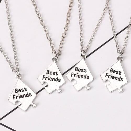 Best Selling Best Friend 2020 New 4 Piece Set Pendant Necklace Bff Good Friend Friendship Choker Rope Chain Jewelry Gift