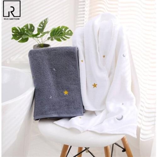 Cute Embroidered Bath Towel Large Size Pure Cotton Face Beach Towels for Adult Kids 70x140cm Fast Drying Hotel Bathroom Products