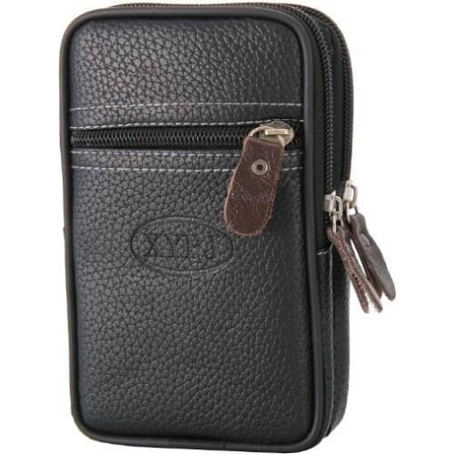 Men Fanny Pack Mobile Phone Bag Black Brown Zipper Coin Purse Burses Pockets Bags Casual Waist Packs Man Keys Money Purses