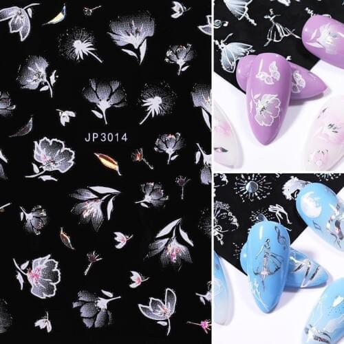 5D Laser Effect Nail Sticker Floral Butterfly Design Transfer Decals Slider Wraps Decoration DIY Nail Art Manicures Accessories