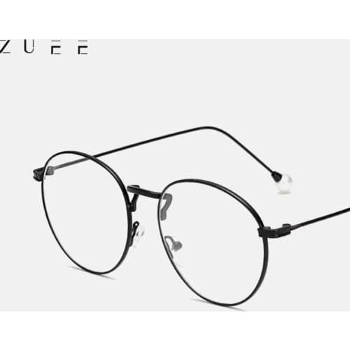 New Pearl Flat Glasses Female Anti-blue Glass Metal Trend Glasses Frame with Simple Glasses Frame