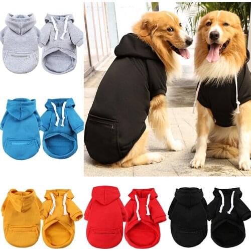 Autumn Winter Winter Sweate Big Dog Clothes with Zipper Pocket Dog Hoodie Small Large Dog Coat Jacket Designer Pet Dog Clothes