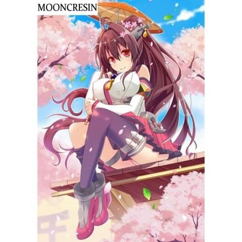 Full Square Diamond Painting Cartoon Sweet Girl Needlework Cross Stitch 5D Diy Diamond Embroidery Kit Mosaic Handmade Home Decor