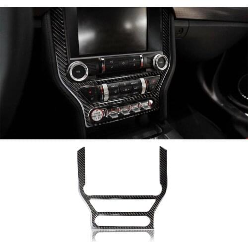 Dashboard Panel Frame GPS Navigation Decoration Cover Trim Sticker for Ford Mustang 2015-2021 Car Accessories Soft Carbon Fiber
