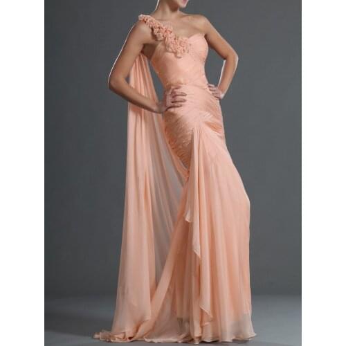 Real Photo Mermaid One Shoulder Bridesmaid Dress Wedding Guest Dress with Straps