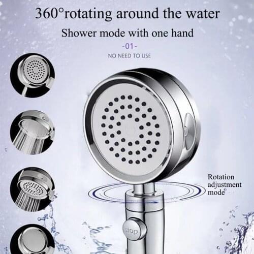 5 Function Adjustable Shower Head 360 Degree Rotatable Handheld Shower head High-Pressure Saving Water Jets with The Stop Button