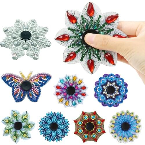 Drill Diamond Painting Fingertip Spinner DIY Rhinestone Fingertip AB Crystal Mandala Spinning Top Art Crafts Gifts Relief Stress