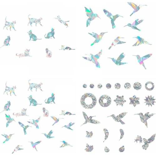 Static Stickers Rainbow Prism Window Clings Hummingbird Flower Feather Stop Alert Anti-Collision Prevent Crash Glass Home Decor