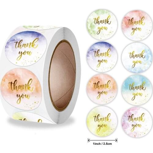 50-500pcs Thank You Flower Stickers 1inch Holiday Wedding Decoration Stickers Round Self-Adhesive Seal Labels