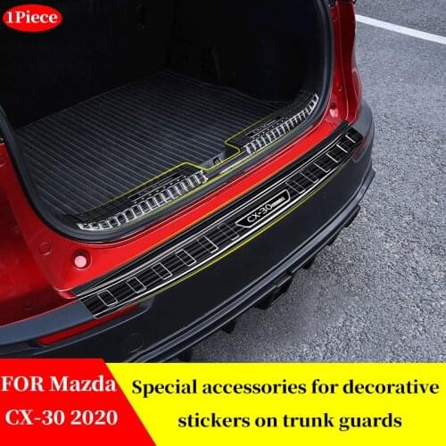 FOR Mazda CX-30 CX30 2020 Car Rear Bumper Load Edge Protector Stickers Auto Trunk Guard Plate Car Decoration paste Accessories