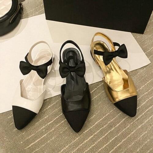 Small Fragrance High Heels Bow Single Shoes 2021 New Ladies Pointed High Heels Thick Heel Womens Shoes