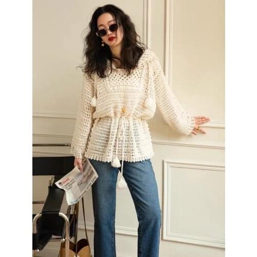 Autumn Fashion 2021 New Women Hollow Hooded Sweater Female High Quality Luxury Jumpers Gdnz 6.20