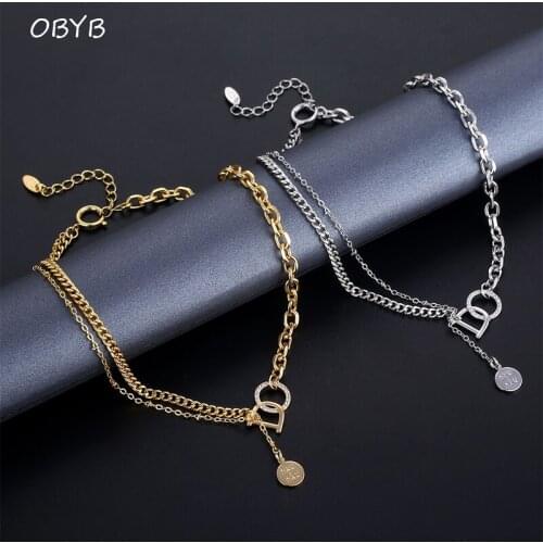 Goth Vintage Multi-layer Coin Charms Choker Chain Necklace For Women Fashion Punk Chunky Chain Necklaces Stainless Steel Jewelry