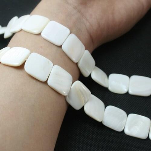 Promotion!! Natural Fresh Water White Shell Beads Square Shape MOP Beads for Jewelry Making female DIY Craft Bracelets Necklaces