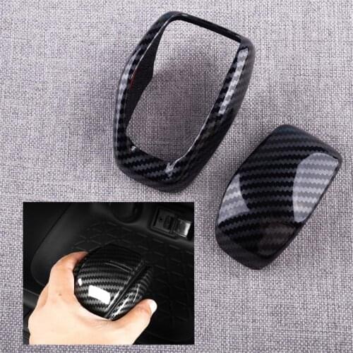 CITALL 2pcs Car Gear Shift Knob Cover Trim Decoration Fit for Toyota Highlander 2020 2021 Carbon Fiber Style ABS