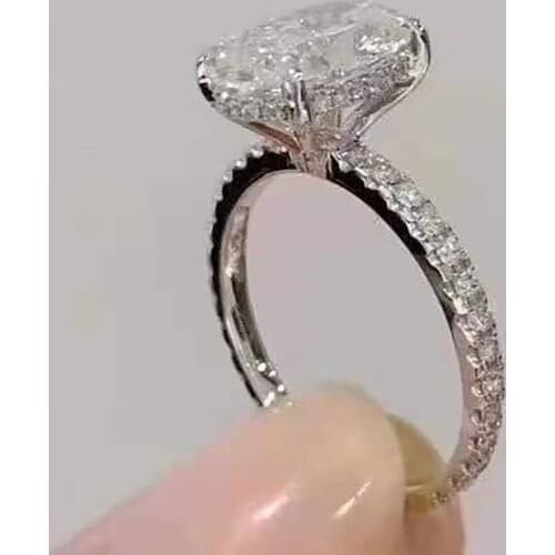 18K Au750 White White Gold Women Ring Moissanite Diamonds 1 2 3 4 5 Carat Oval Wedding Party Engagement Anniversary Ring Trendy