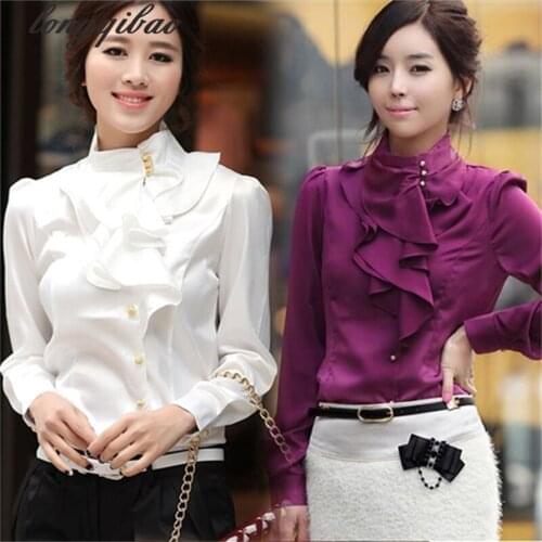 Женские белые рубашки Longqibao China At AliExpress
