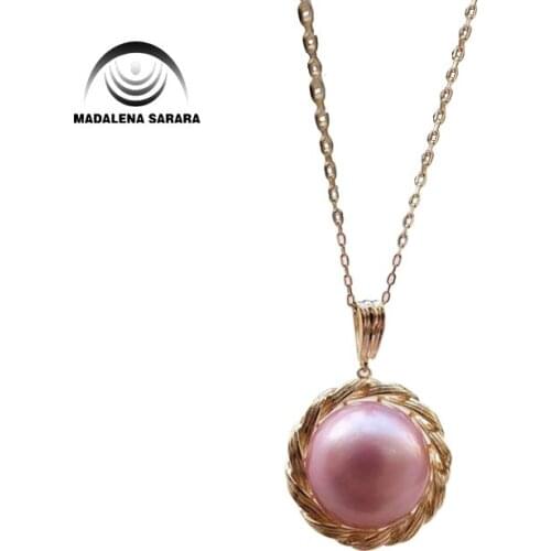 MADALENA SARARA 8mm AAA Freshwater Pearl Perfect Round Simple Style Sterling Silver 925 Chain Necklace Handmade