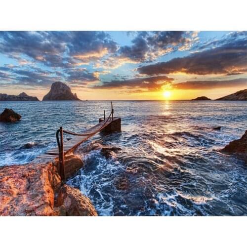 Diy 5D Diamond Art Painting Nordic Landscape Bridge Full Square Round Drill Embroidery Cross Stitch Kit Painting Home Wall Decor