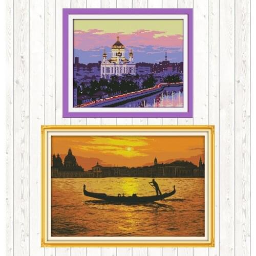 Sunset Way Home DMC Cotton Thread Printed Canvas DIY Needlework Crafts Cross Stitch Embroidery Kit 14CT 11CT Counted and Stamped